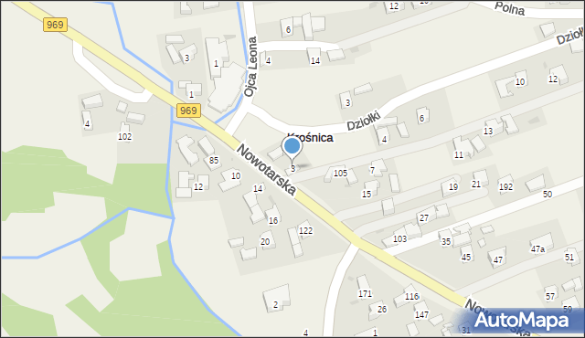 Krośnica, Nowotarska, 3, mapa Krośnica