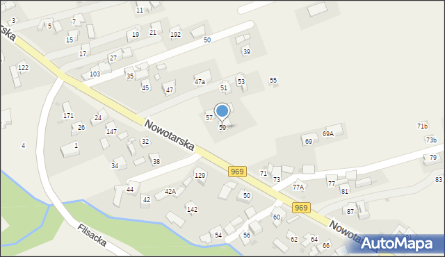 Krośnica, Nowotarska, 59, mapa Krośnica