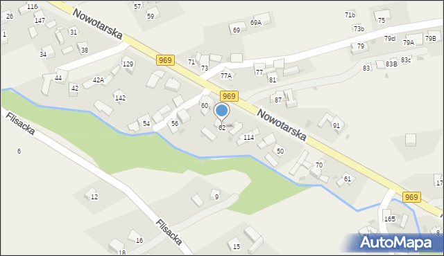 Krośnica, Nowotarska, 62, mapa Krośnica