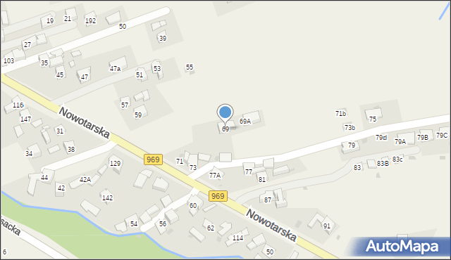 Krośnica, Nowotarska, 69, mapa Krośnica