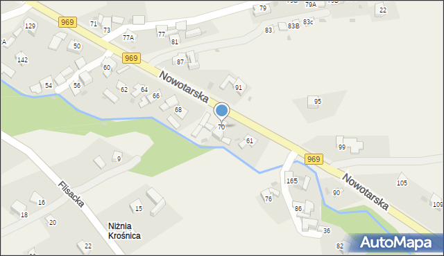 Krośnica, Nowotarska, 70, mapa Krośnica