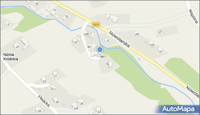 Krośnica, Nowotarska, 84, mapa Krośnica