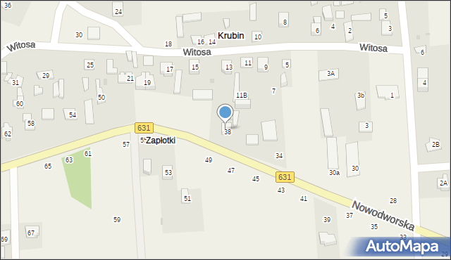 Krubin, Nowodworska, 38a, mapa Krubin