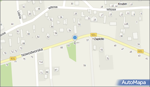Krubin, Nowodworska, 61, mapa Krubin
