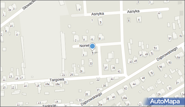 Krzepice, Norwida Cypriana Kamila, 5, mapa Krzepice
