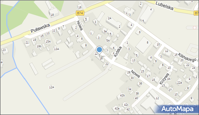 Kurów, Nowa, 16A, mapa Kurów