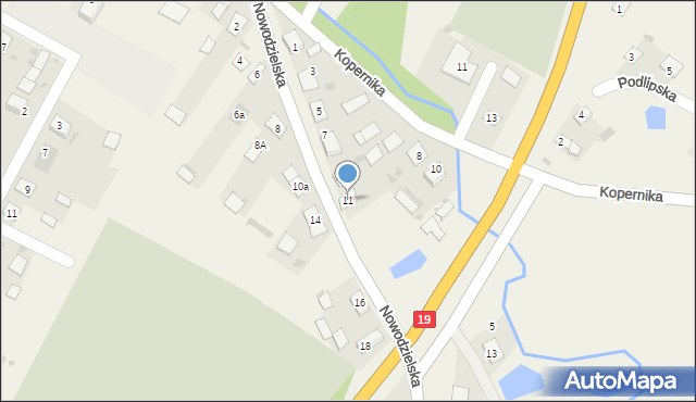 Kuźnica, Nowodzielska, 11, mapa Kuźnica