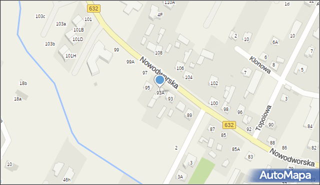 Łajski, Nowodworska, 93A, mapa Łajski