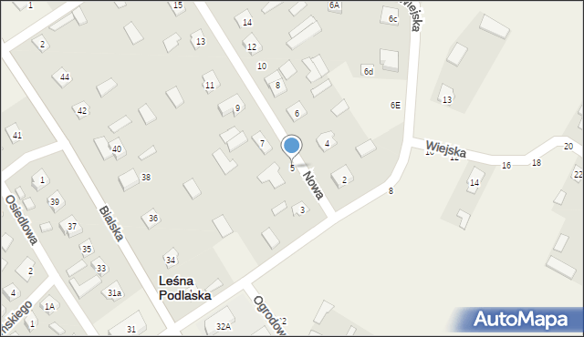 Leśna Podlaska, Nowa, 5, mapa Leśna Podlaska