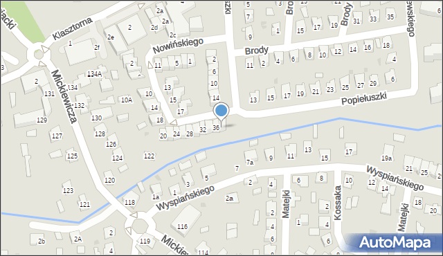 Leżajsk, Nowińskiego Bronisława, burm., 38, mapa Leżajsk