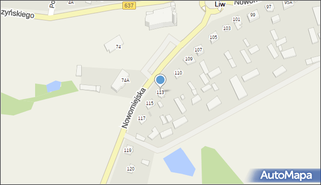 Liw, Nowomiejska, 113, mapa Liw