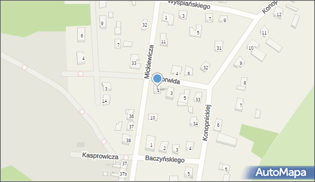 Łokacz Mały, Norwida Cypriana Kamila, 1, mapa Łokacz Mały