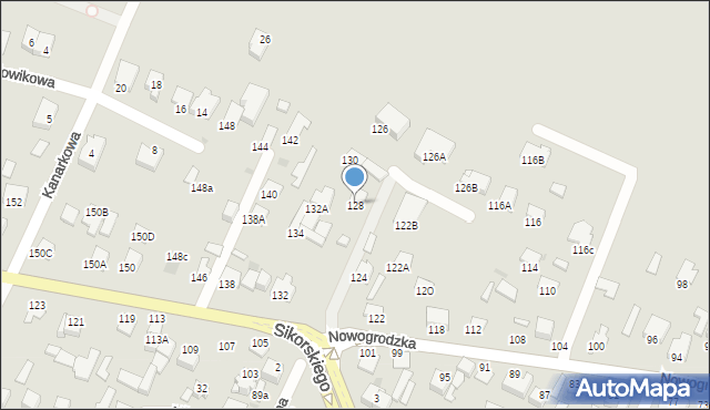 Łomża, Nowogrodzka, 128, mapa Łomży