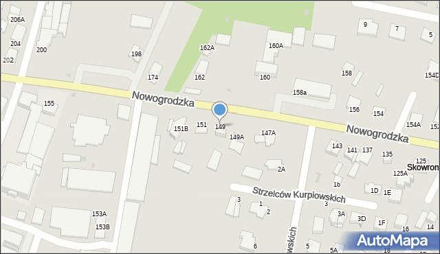 Łomża, Nowogrodzka, 149, mapa Łomży