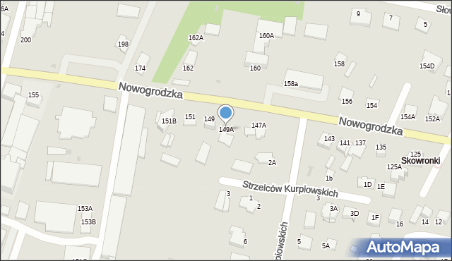 Łomża, Nowogrodzka, 149A, mapa Łomży