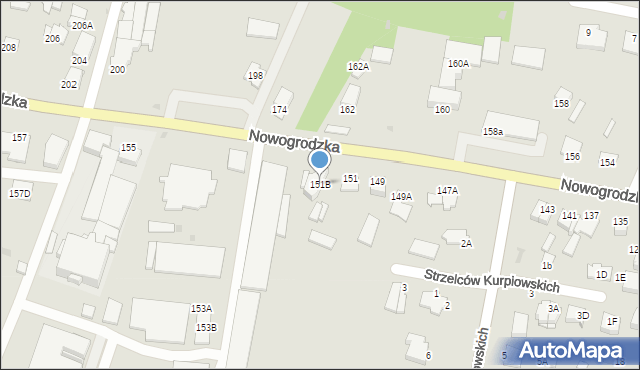 Łomża, Nowogrodzka, 151B, mapa Łomży