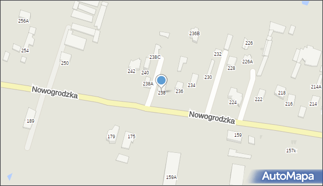 Łomża, Nowogrodzka, 238, mapa Łomży