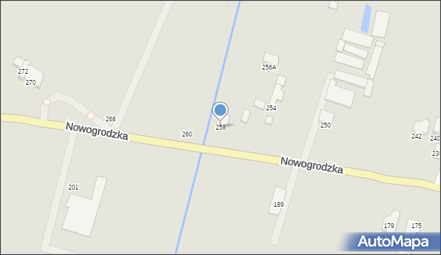 Łomża, Nowogrodzka, 258, mapa Łomży