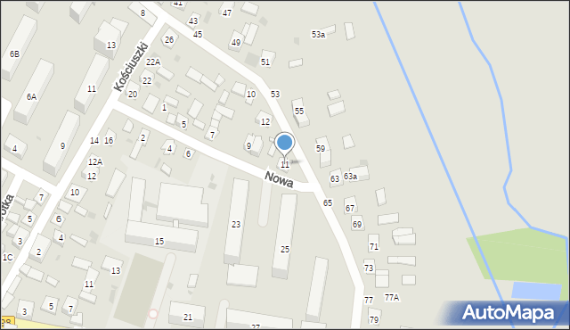 Łosice, Nowa, 11, mapa Łosice