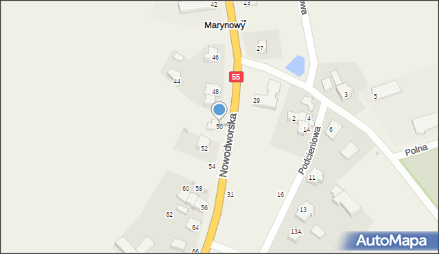 Marynowy, Nowodworska, 50, mapa Marynowy