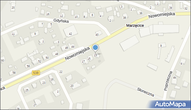 Marzęcice, Nowomiejska, 13, mapa Marzęcice