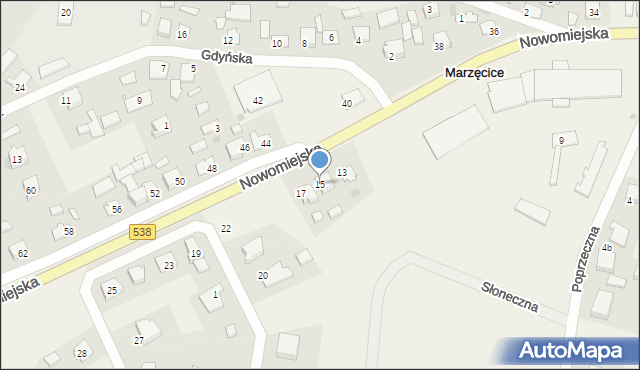 Marzęcice, Nowomiejska, 15, mapa Marzęcice