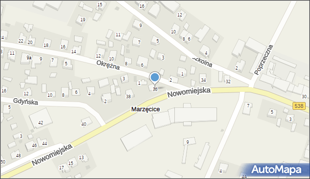 Marzęcice, Nowomiejska, 36, mapa Marzęcice