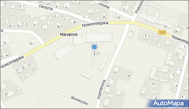 Marzęcice, Nowomiejska, 9, mapa Marzęcice