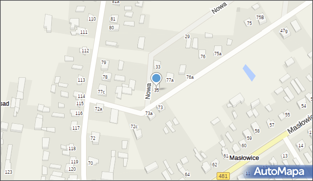 Masłowice, Nowa, 35, mapa Masłowice