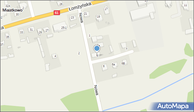Miastkowo, Nowa, 5, mapa Miastkowo