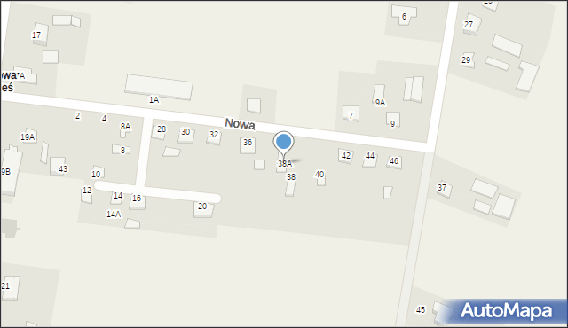 Milanów, Nowa, 38A, mapa Milanów