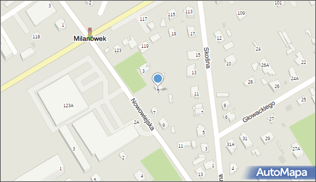 Milanówek, Nowowiejska, 5, mapa Milanówek