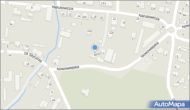 Mława, Nowowiejska, 1A, mapa Mława