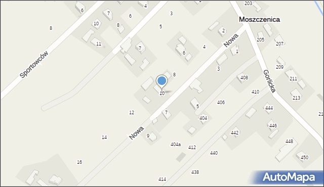 Moszczenica, Nowa, 10, mapa Moszczenica