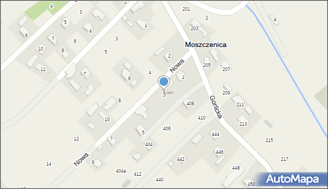 Moszczenica, Nowa, 3, mapa Moszczenica