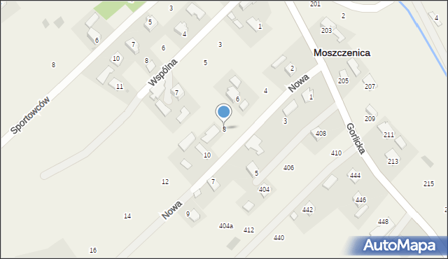 Moszczenica, Nowa, 8, mapa Moszczenica