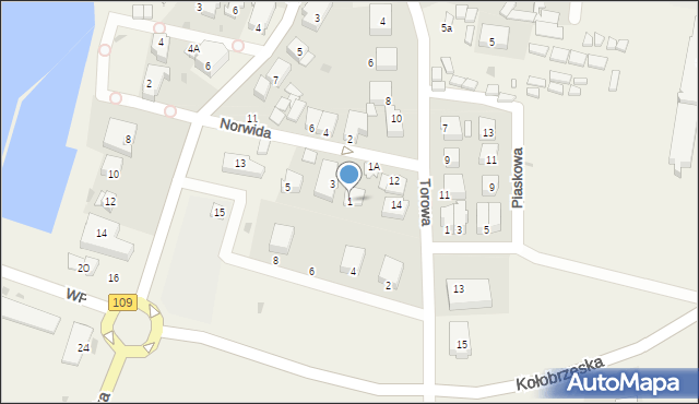 Mrzeżyno, Norwida Cypriana Kamila, 1, mapa Mrzeżyno