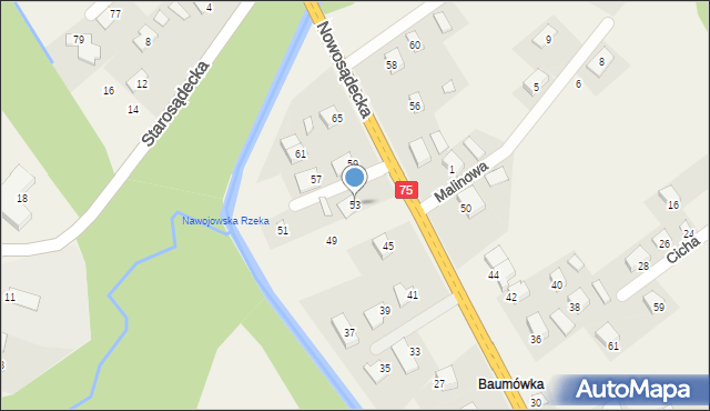 Nawojowa, Nowosądecka, 53, mapa Nawojowa