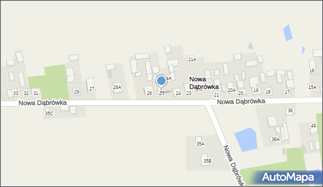 Nowa Dąbrówka, Nowa Dąbrówka, 25, mapa Nowa Dąbrówka