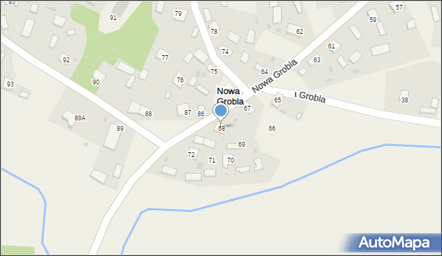 Nowa Grobla, Nowa Grobla, 68, mapa Nowa Grobla