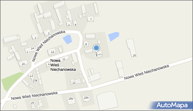 Nowa Wieś Niechanowska, Nowa Wieś Niechanowska, 9, mapa Nowa Wieś Niechanowska