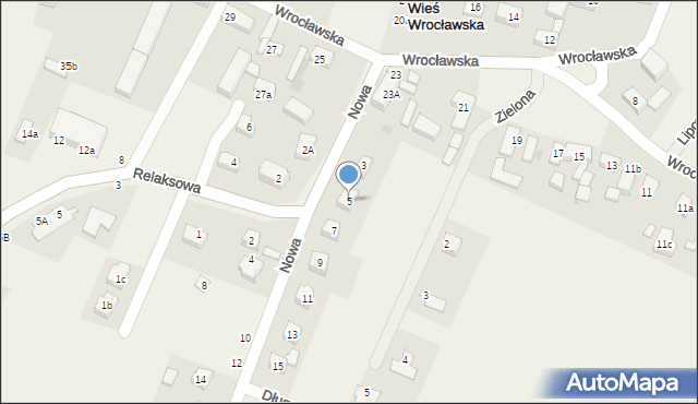 Nowa Wieś Wrocławska, Nowa, 5, mapa Nowa Wieś Wrocławska
