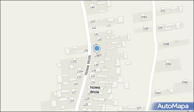 Nowa Wola, Nowa Wola, 136, mapa Nowa Wola