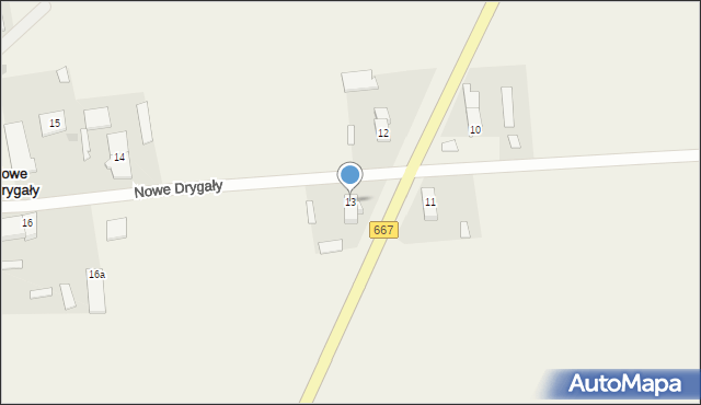 Nowe Drygały, Nowe Drygały, 13, mapa Nowe Drygały