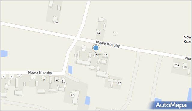 Nowe Kozuby, Nowe Kozuby, 15, mapa Nowe Kozuby