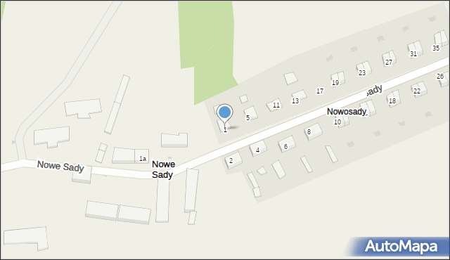 Nowe Sady, Nowe Sady, 1, mapa Nowe Sady