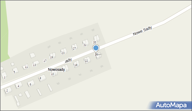 Nowe Sady, Nowe Sady, 26, mapa Nowe Sady