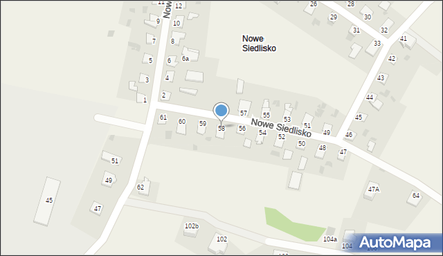 Nowe Siedlisko, Nowe Siedlisko, 58, mapa Nowe Siedlisko