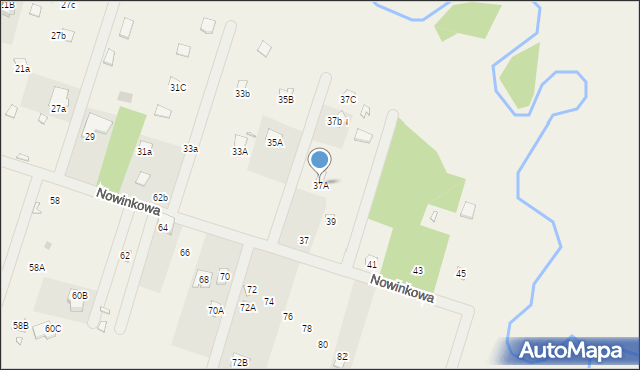 Nowe Załubice, Nowinkowa, 37A, mapa Nowe Załubice