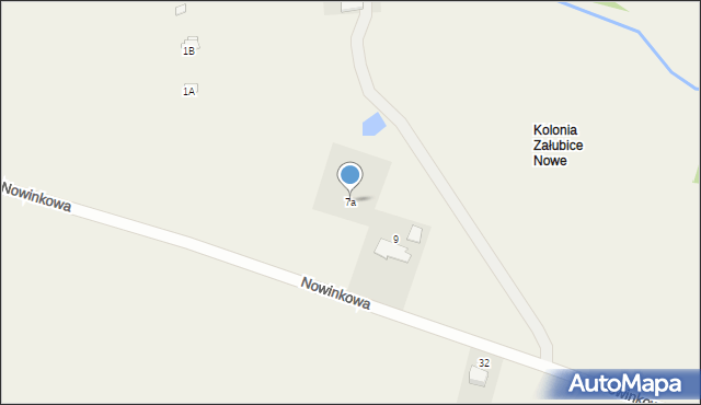 Nowe Załubice, Nowinkowa, 7a, mapa Nowe Załubice